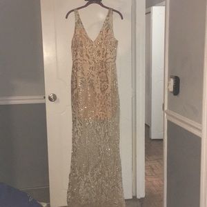 Floor-length evening gown with fishtail bottom